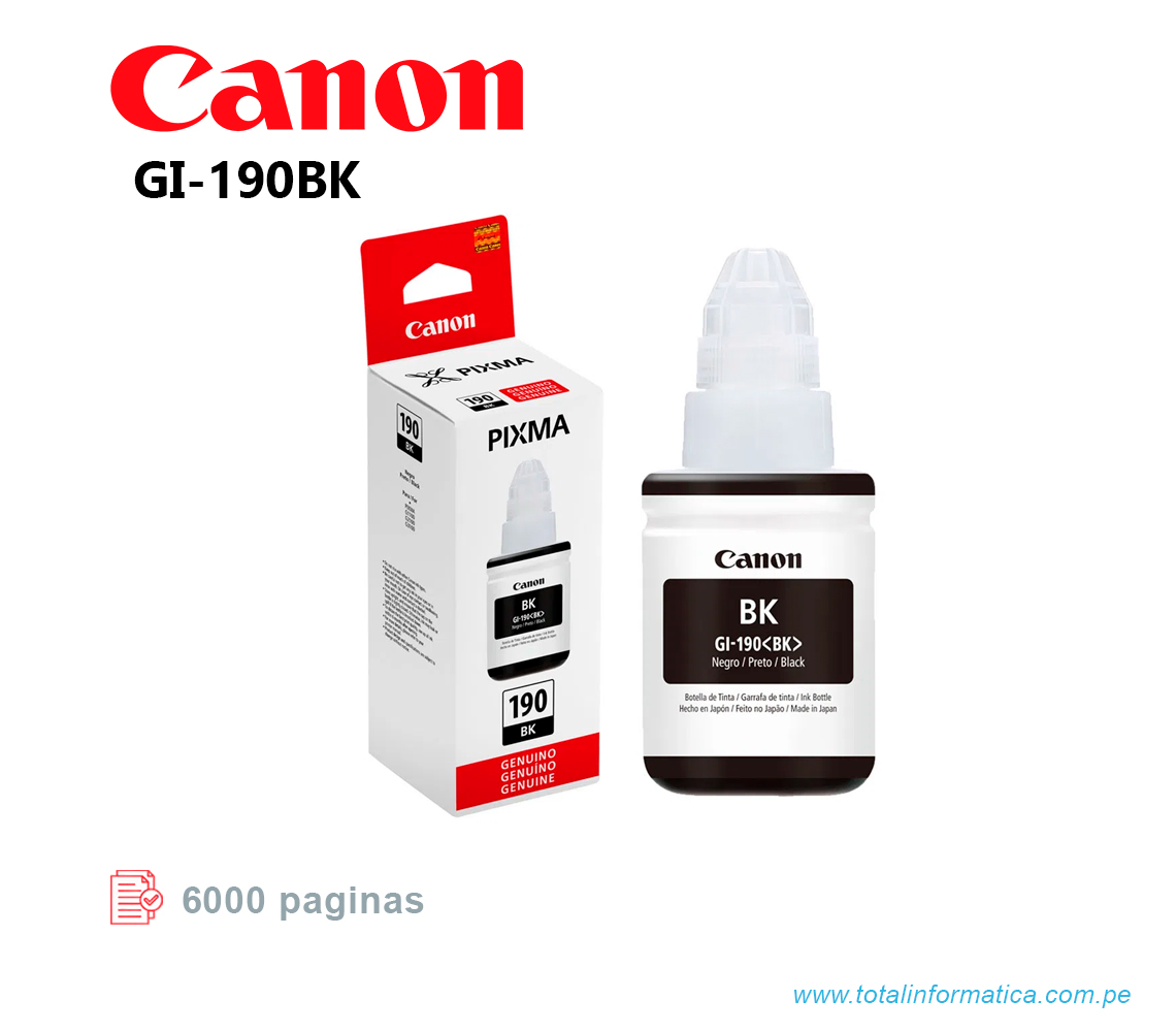 TINTA CANON GI 190BK 135ML BLACK G3100