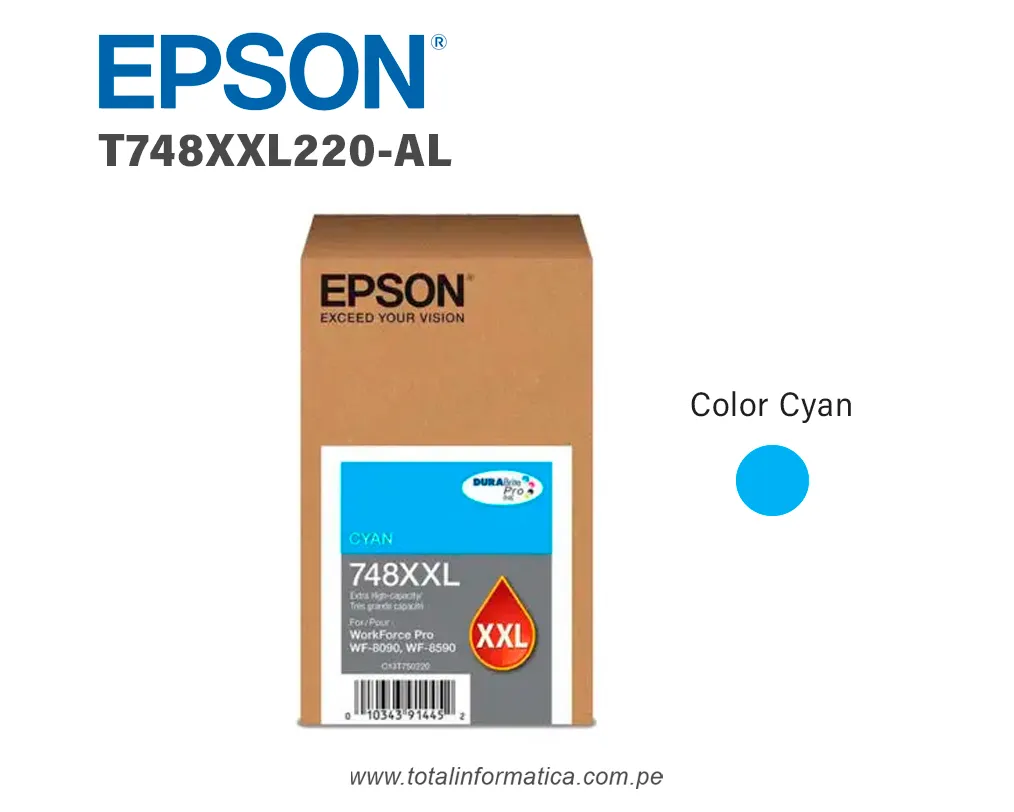 Tinta Epson T748XXL220 Cyan Pro WF-6590 / WF-6090 70ML - imagen 1