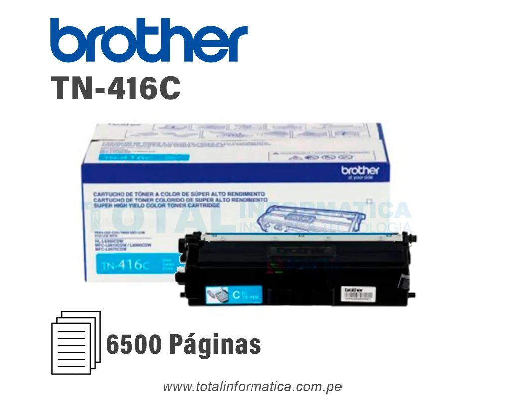 BROTHER TONER TN416C CYAN, MFCL8900CDW 6500 PAG - imagen 2