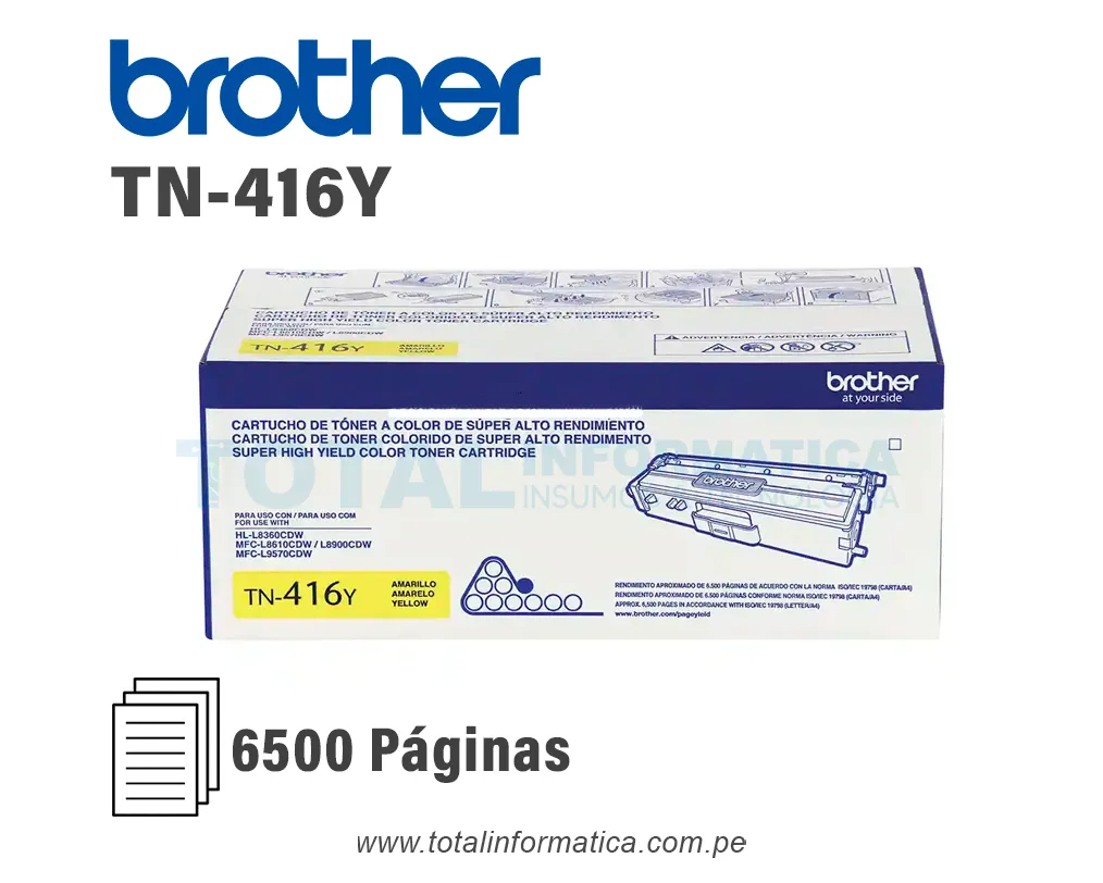 BROTHER TONER TN416Y YELLOW, MFCL8900CDW 6500 PAG - imagen 1
