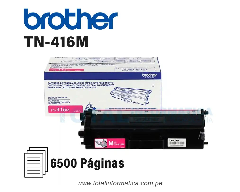 BROTHER TONER TN416M MAGENTA MFCL8900CDW 6500 PAG - imagen 2
