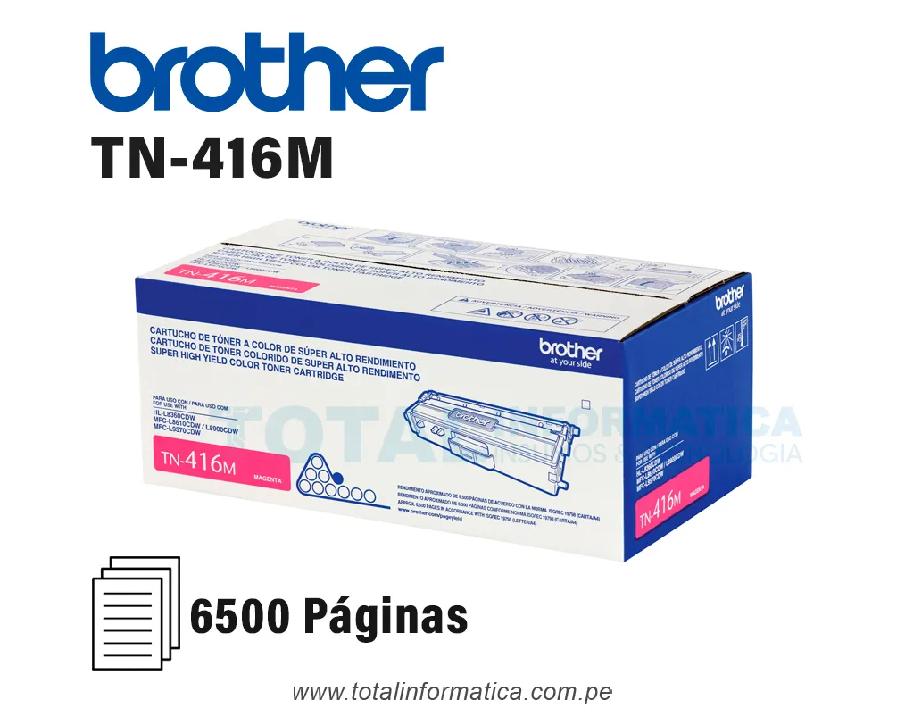 BROTHER TONER TN416M MAGENTA MFCL8900CDW 6500 PAG - imagen 1