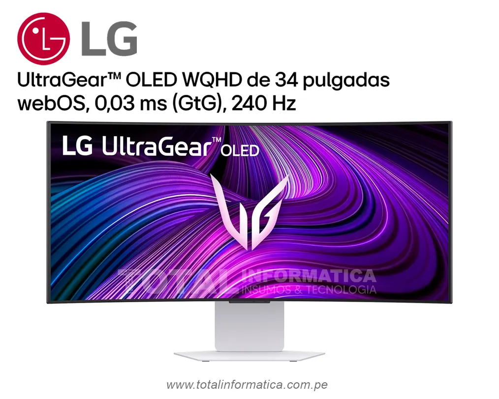 LG UltraGear Monitor OLED Gaming Curvo 34" 34GX90SA-W WQHD IPS 240Hz / 0.03ms - imagen 1