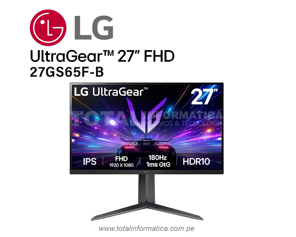 Monitor LG 27GS65F-B UltraGear FHD 1920 x 1080 27" pulgadas 180Hz - imagen 1