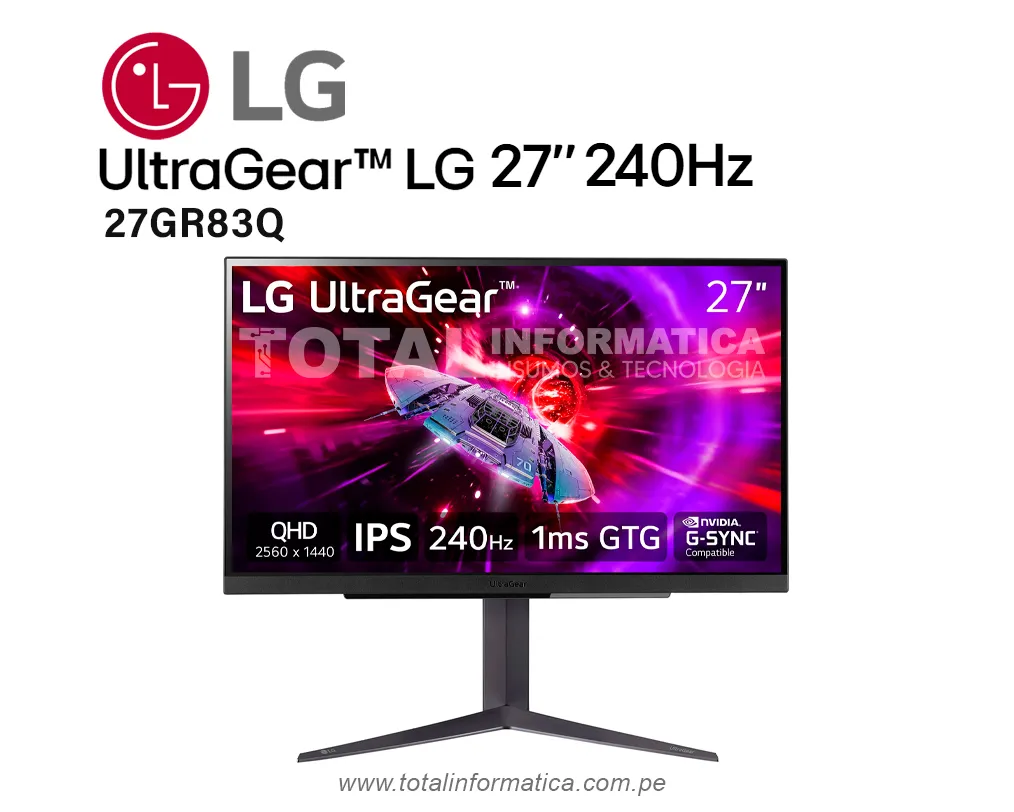 LG Monitor UltraGear 27GR83Q-BK QHD 2K 240Hz / 1ms - imagen 1