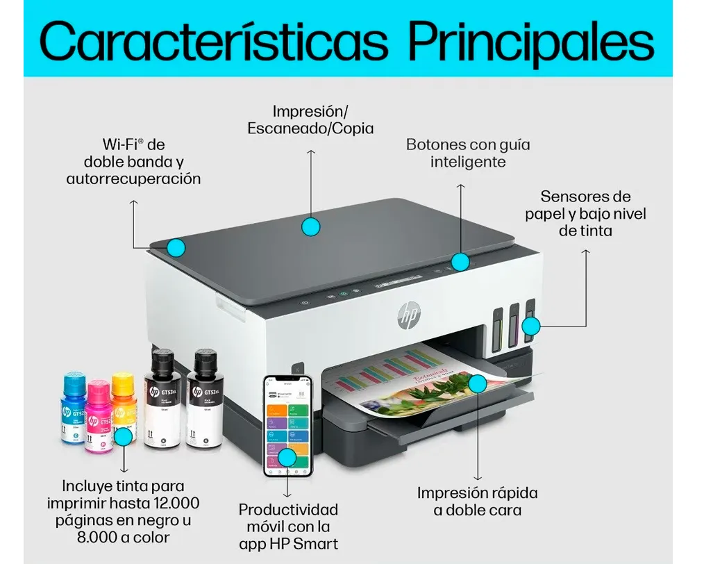 Impresora HP Smart Tank 720 Color 6UU46A Wi-Fi/Bluetooth - imagen 3