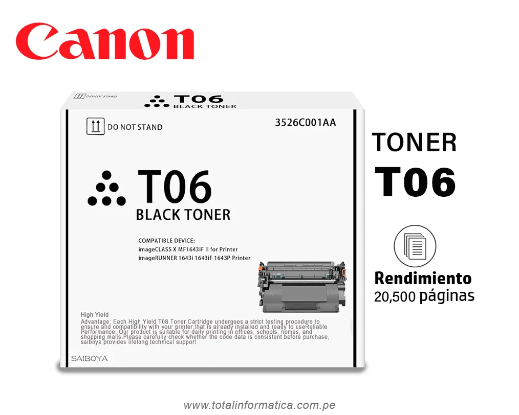 Tóner Canon T06 Negro imageRUNNER 1643II | Original - imagen 1