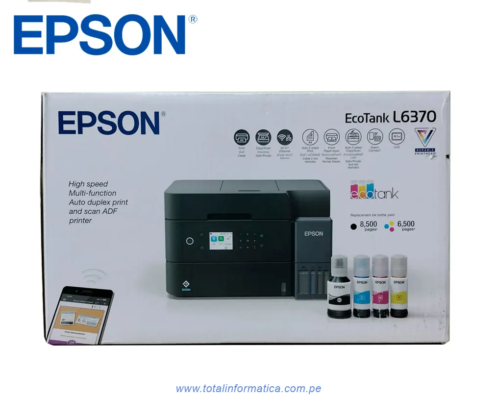 Impresora Epson L6370 Ecotank Multifuncional Wi-Fi / Ethernet / USB - imagen 3