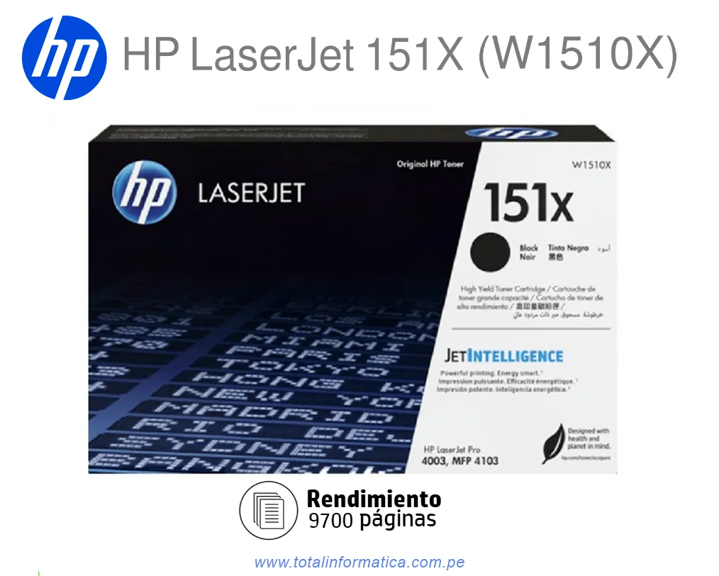 Toner HP 151X W1510X Original / 9,700 páginas - imagen 1