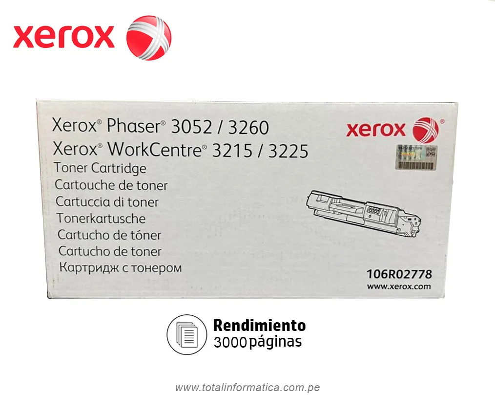 Toner Xerox 106R02778 Negro Original | 3000 Paginas. - imagen 1