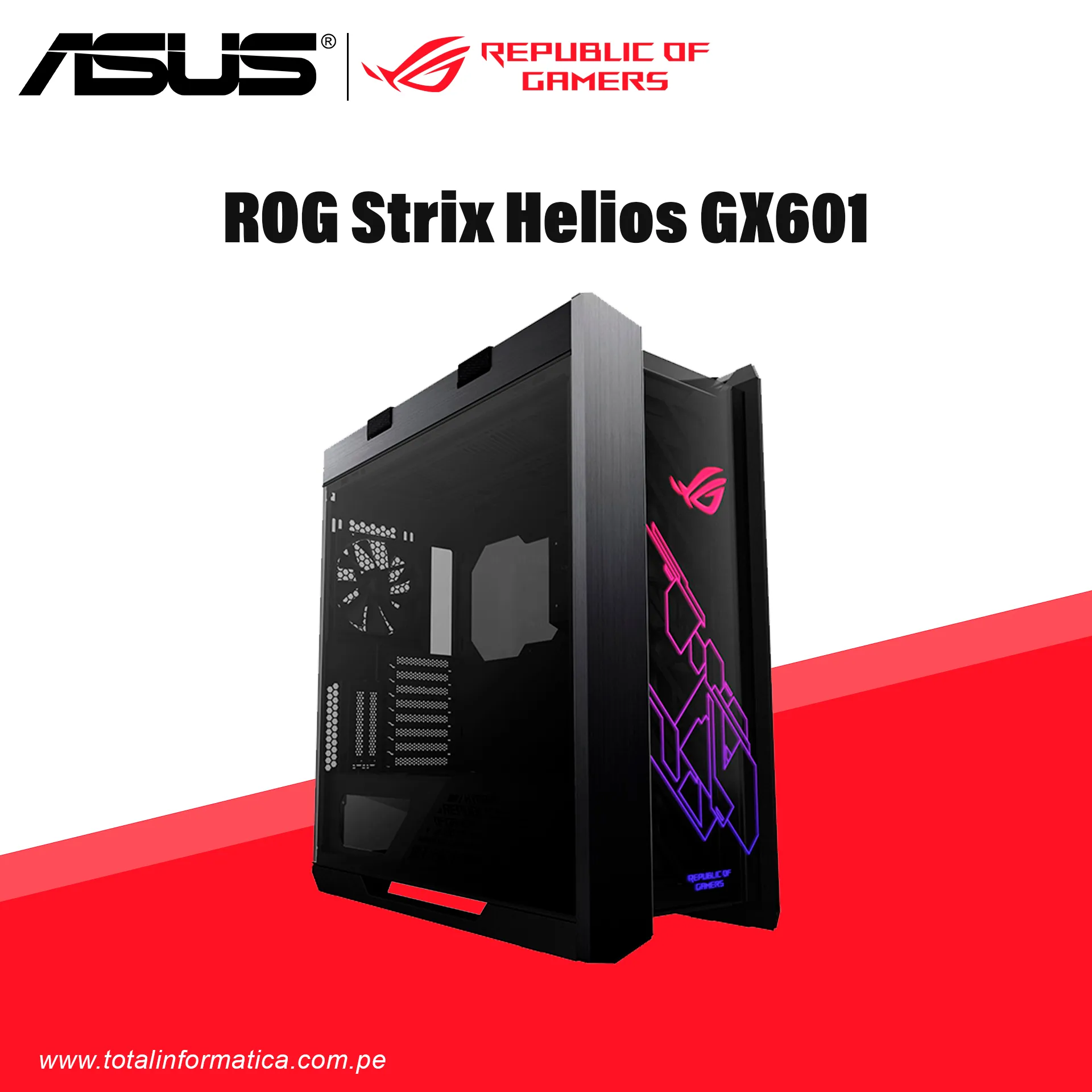 CASES ASUS STX HELIOS BLACK (GX601 ROG STRIX HELIOS CASE/BK) CON PANEL FRONTAL USB 3.1, VIDRIO TEMPLADO AHUMADO - imagen 1