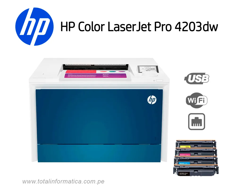 IMPRESORA HP COLOR LASERJET PRO 4203DW 5HH48A, 35 PPM, WI-FI, USB ETHERNET - imagen 3