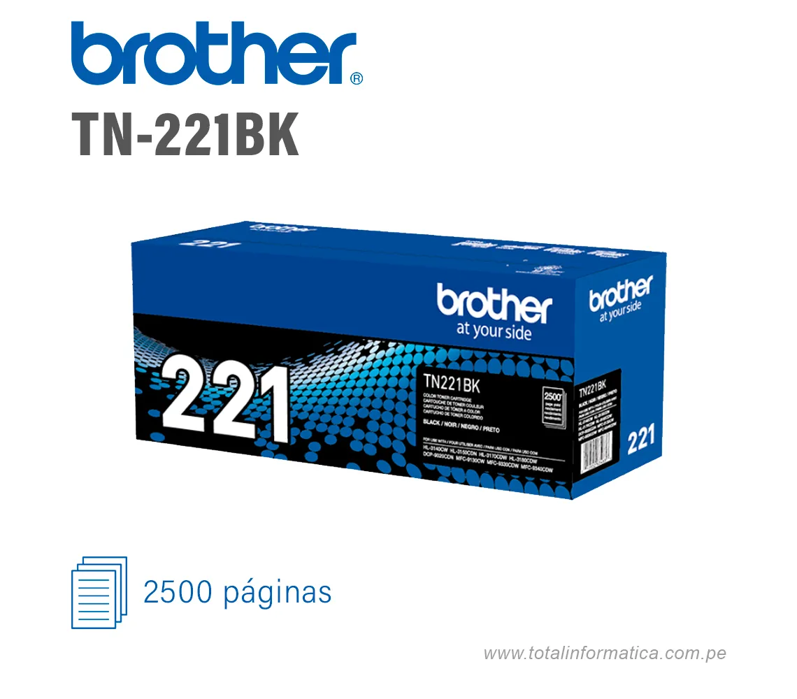 TONER BROTHER TN221BK/TN-221BK BLACK, HL3150CDN, 2500 PG - imagen 1