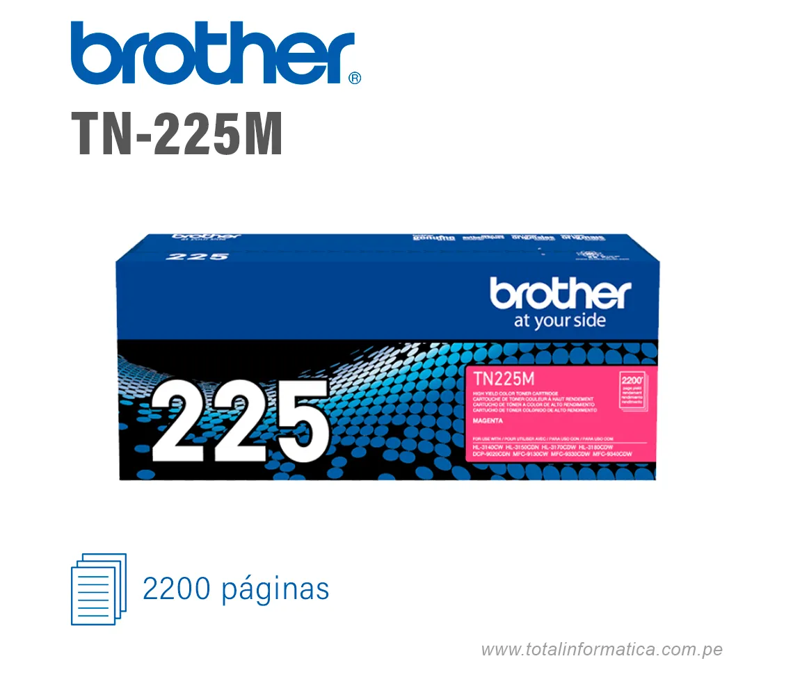 TONER BROTHER TN225M MAGENTA 2200 PAG - imagen 1