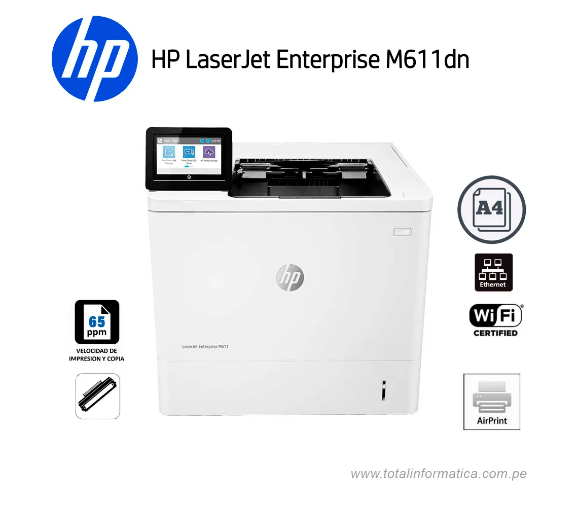 IMPRESORA HP LASERJET ENTERPRISE M611DN 7PS84A, 65 PPM, B/N - imagen 2