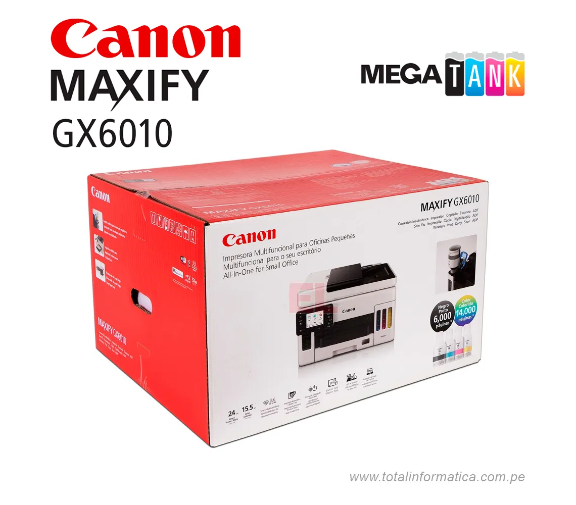 MULTIFUNCIONAL CANON MAXIFY GX6010, IMPRESORA INALAMBRICA, COLOR, WIFI, USB - imagen 2