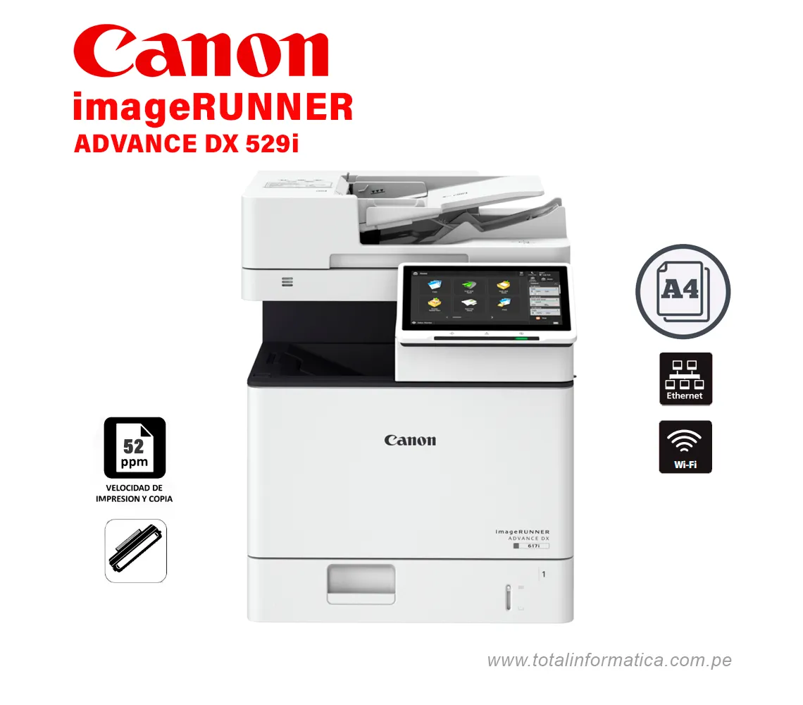 IMPRESORA LASER CANON IMAGERUNNER ADVANCE DX 529I, 52 PPM, USB 2.0 / ETHERNET/ WI-FI - imagen 2