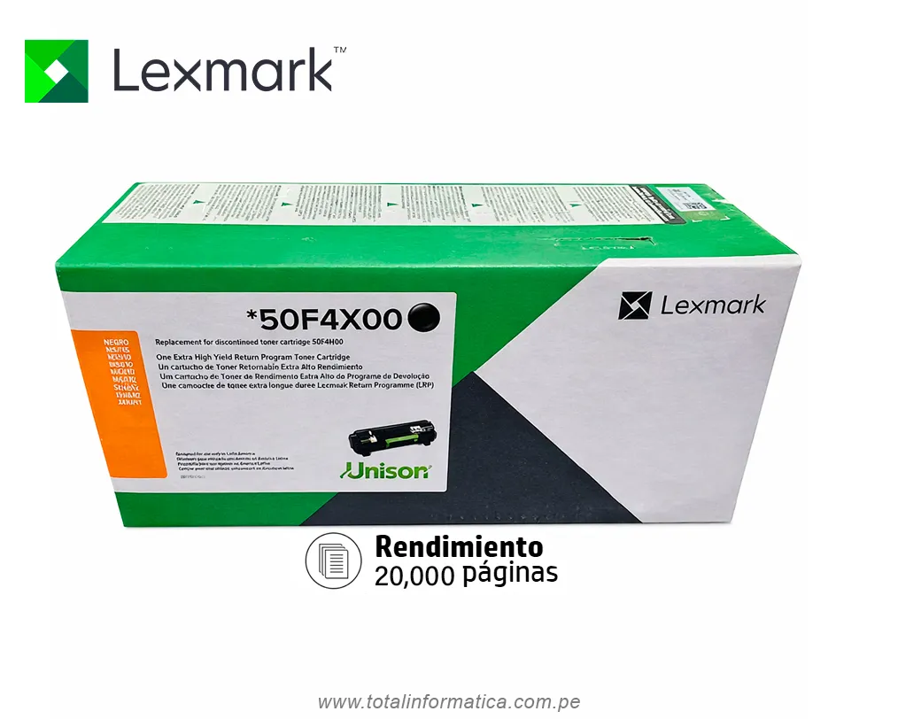 Tóner Original Lexmark 50F4U00 Negro para MS610de / MS610dn – 20,000 Páginas - imagen 2