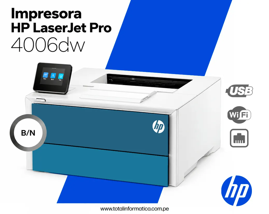 LASERJET HP Pro 4006dw B/N USB Red, wifi, USB, BL - imagen 1
