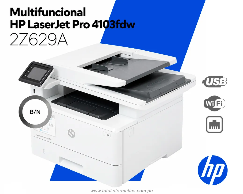 LASERJET Pro HP 4103fdw Multifun B/N USB 2.0 Wi-Fi Direct Ethernet. - imagen 1