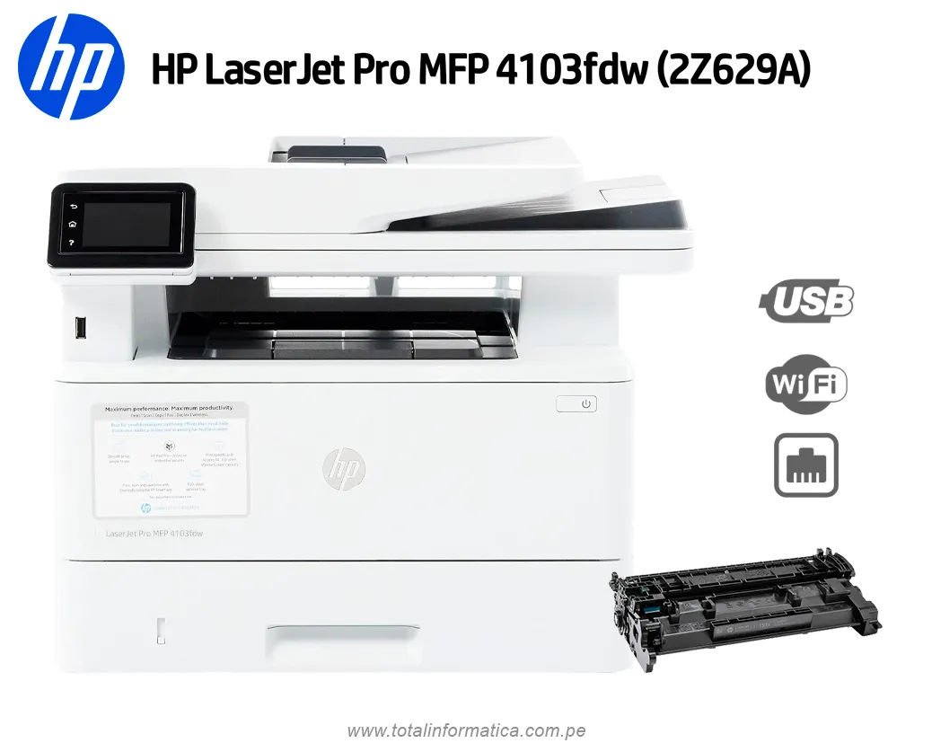 LASERJET Pro HP 4103fdw Multifun B/N USB 2.0 Wi-Fi Direct Ethernet. - imagen 2