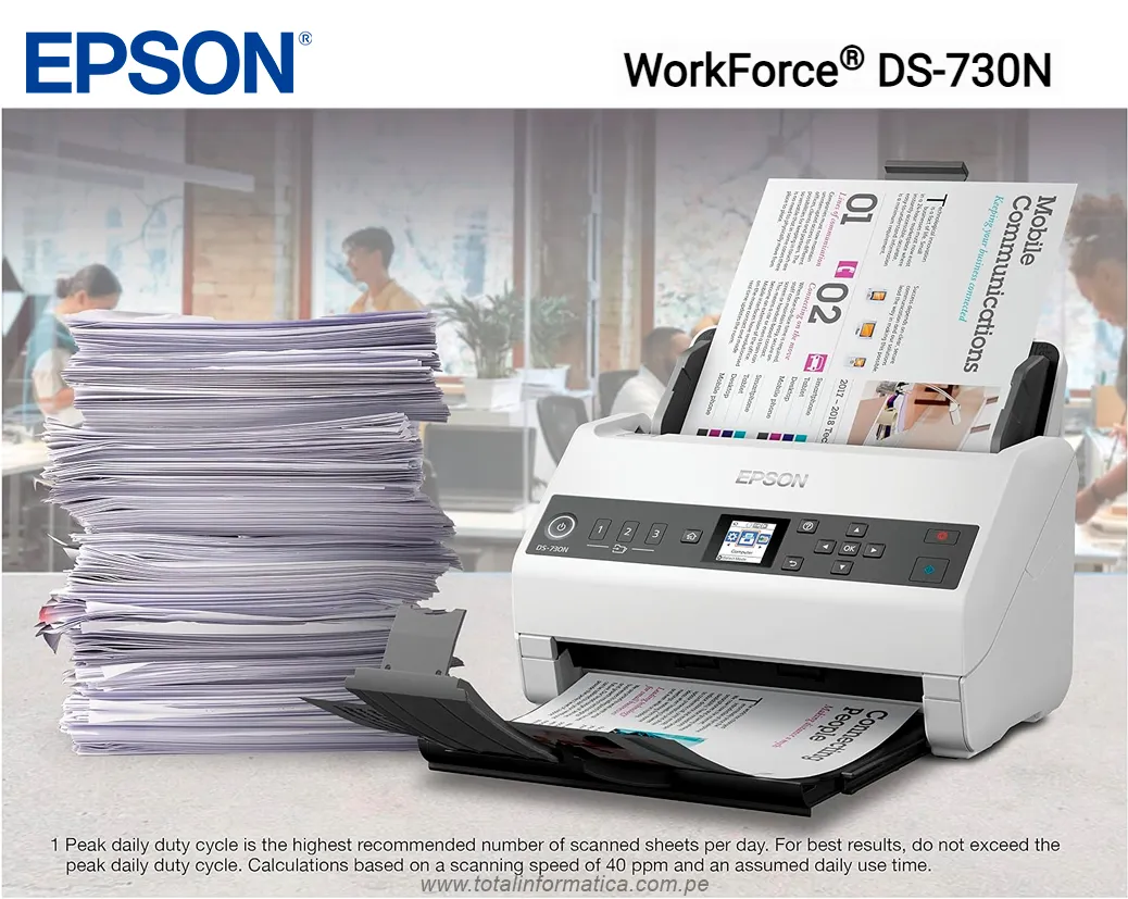 ESCÁNER Epson DS-730N a color A4 / 40ppm / USB / LAN. - imagen 3