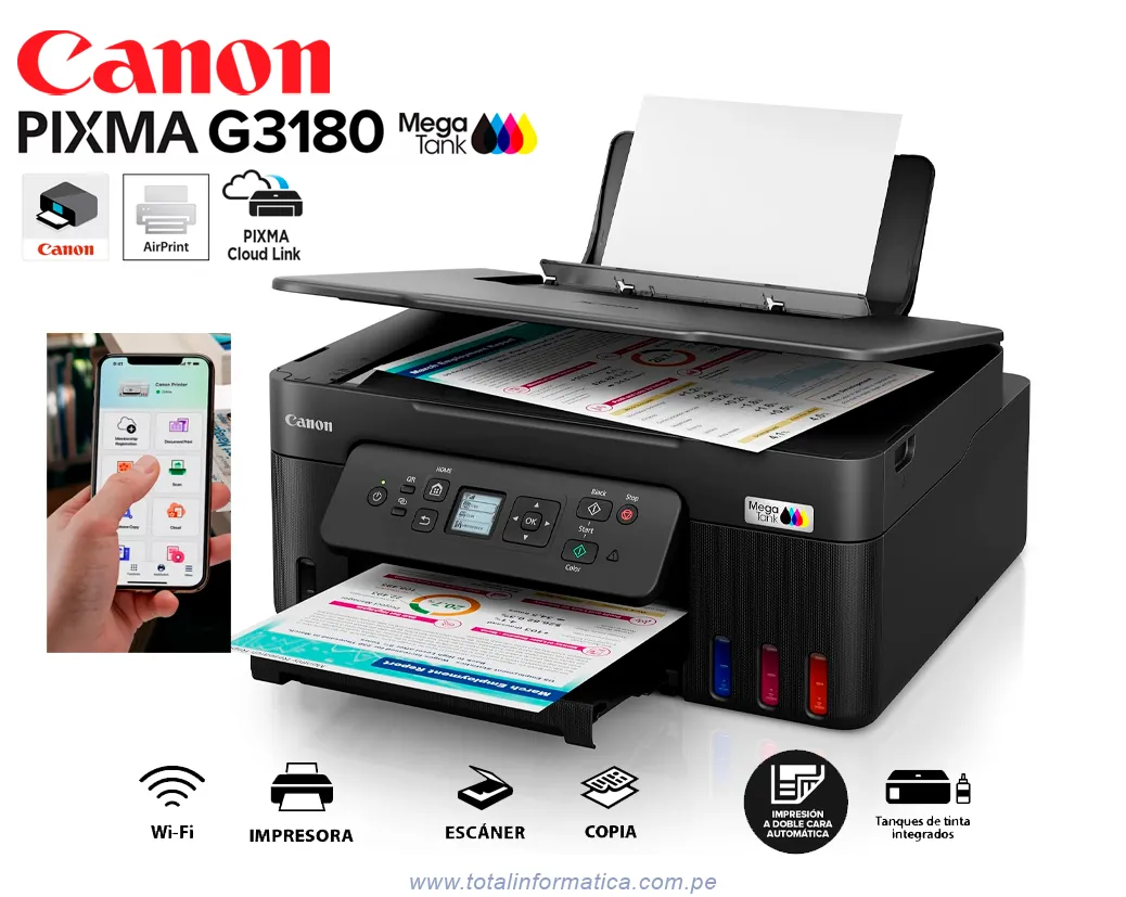 Canon PIXMA G3180 Multifuncional Color WiFi USB con Dúplex - imagen 1