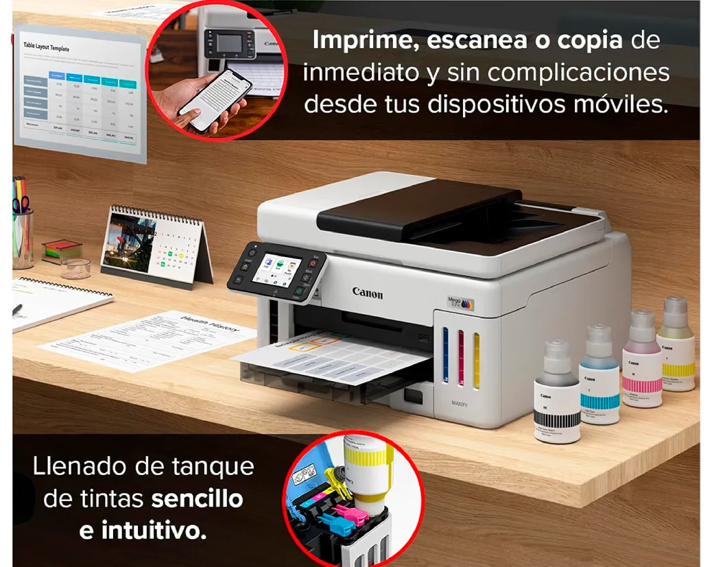 Impresora Multifuncional Canon MAXIFY GX6110 45ppm dúplex/Wi-Fi/Ethernet  - imagen 3
