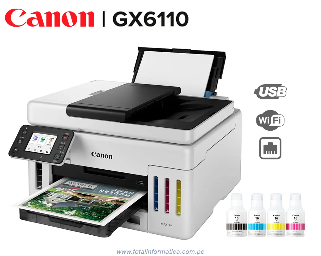 Impresora Multifuncional Canon MAXIFY GX6110 45ppm dúplex/Wi-Fi/Ethernet  - imagen 1
