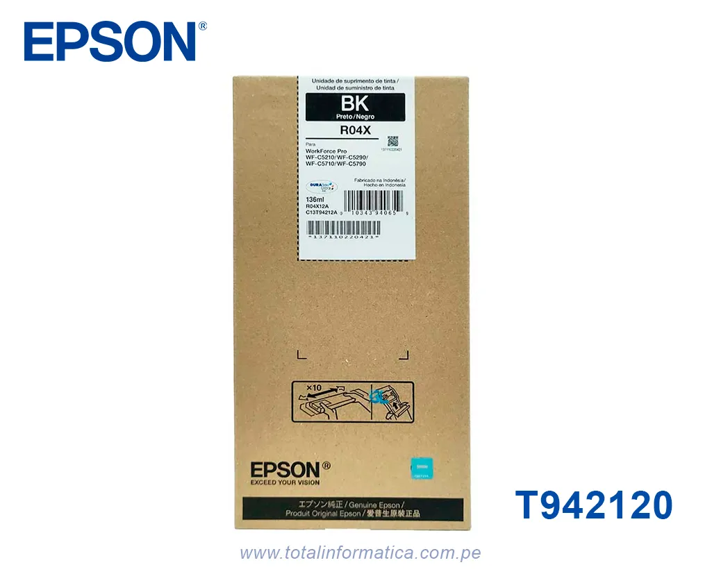 Bolsa de Tinta Epson R04X T942120-AL Original Black - WorkForce Pro WF-C5710 / WF-C5790 - imagen 2