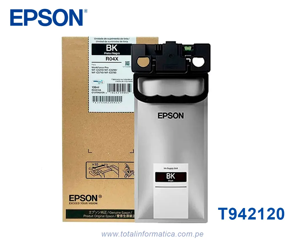 Bolsa de Tinta Epson R04X T942120-AL Original Black - WorkForce Pro WF-C5710 / WF-C5790 - imagen 1