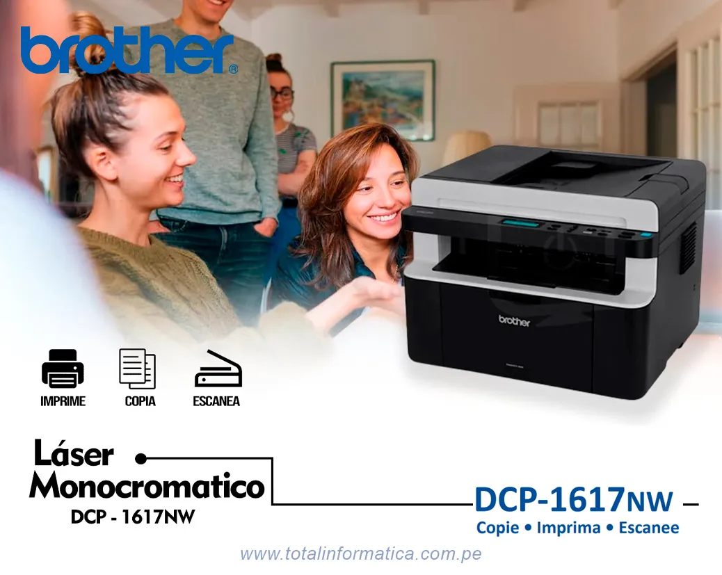 Impresora Brother DCP-1617NW | Láser Multifunción 21ppm con Wi-Fi - imagen 3