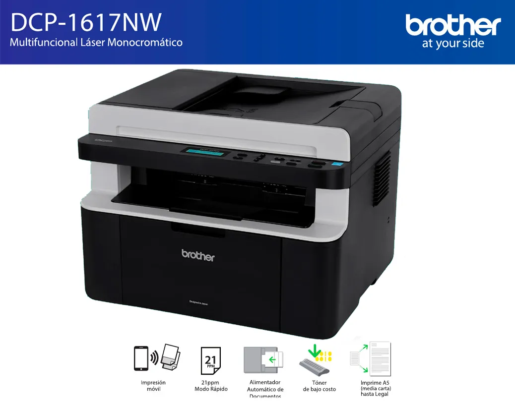 Impresora Brother DCP-1617NW | Láser Multifunción 21ppm con Wi-Fi - imagen 1