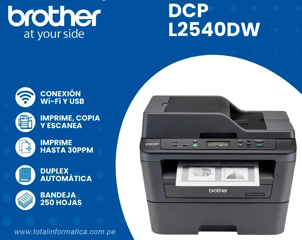 Impresora Láser Multifunción Brother DCP-L2540DW WiFi 30ppm Dúplex - imagen 4