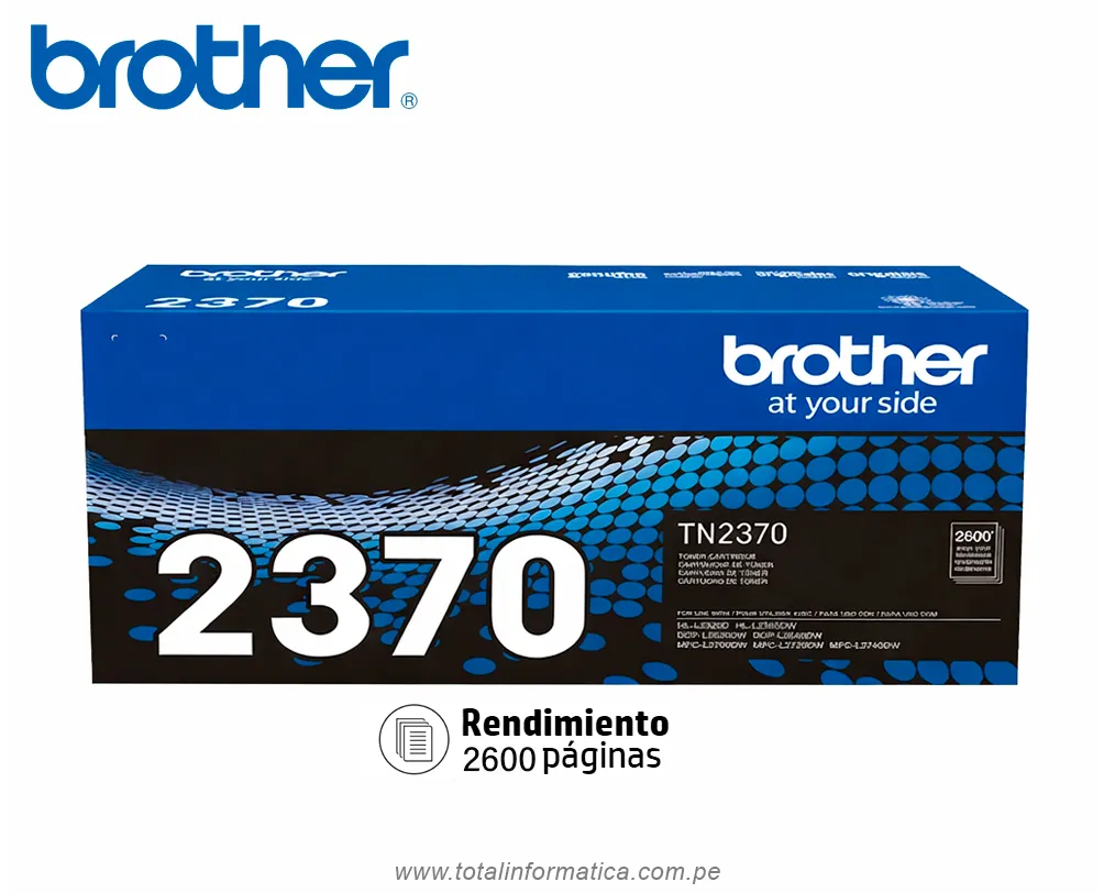 Tóner Brother TN-2370 Negro Original | HL-L2360DW, DCP-L2540DW | 2600 Páginas - imagen 1