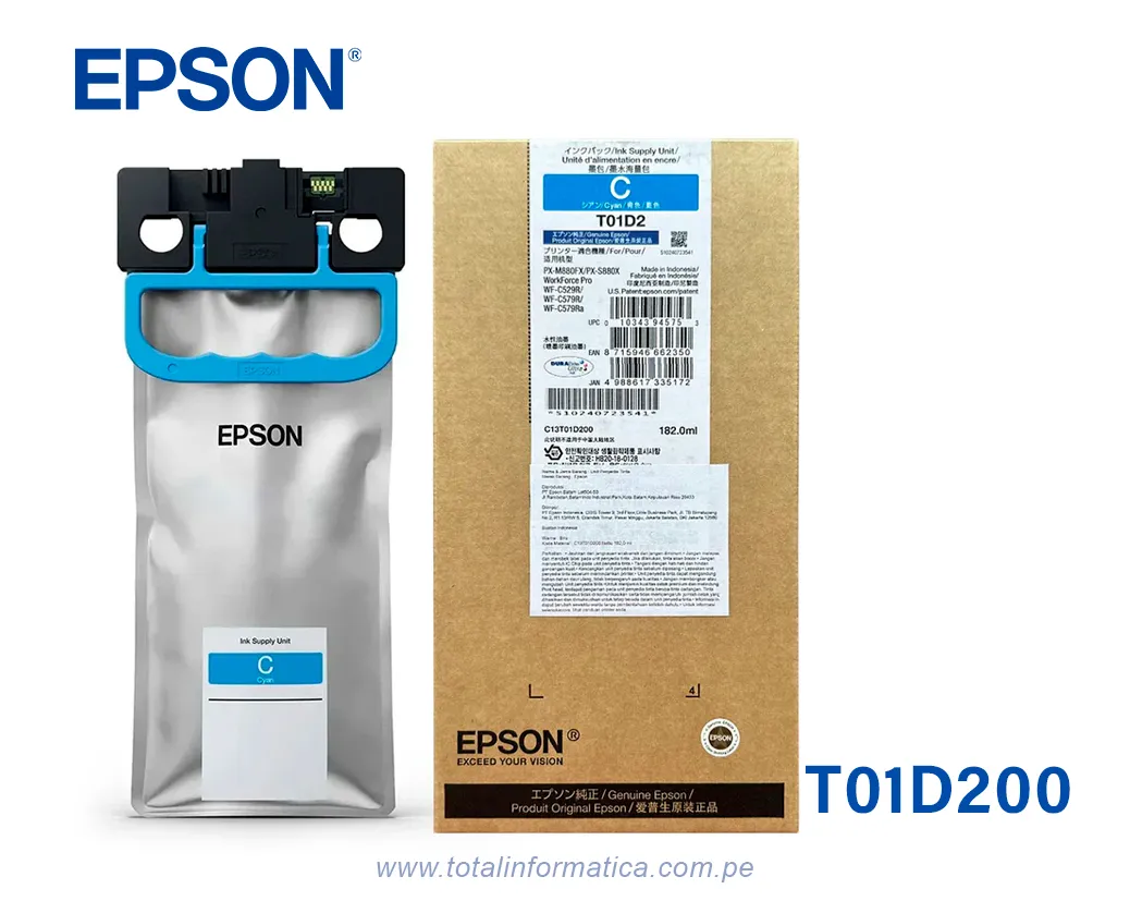 Bolsa de Tinta Epson T01D200 Cian de Alta Capacidad para WorkForce Pro WF-C579R - imagen 1