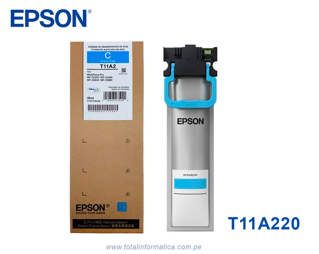 Bolsa de Tinta Epson T11A  Cian Original T11A220-AL  | WorkForce Pro WF-C5810 / WF-C5890 - imagen 1