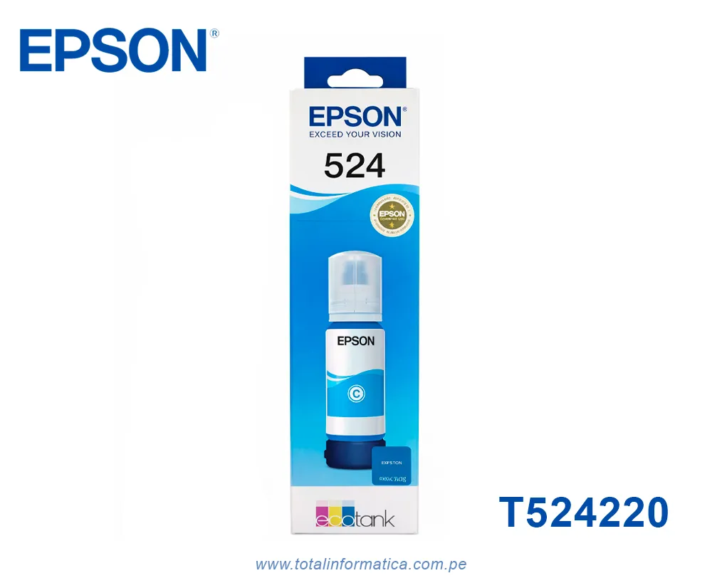 Tinta Epson T524220-AL Cyan, Rendimiento 7500 Páginas ,Epson EcoTank L6580, L15150, L15160 - imagen 2