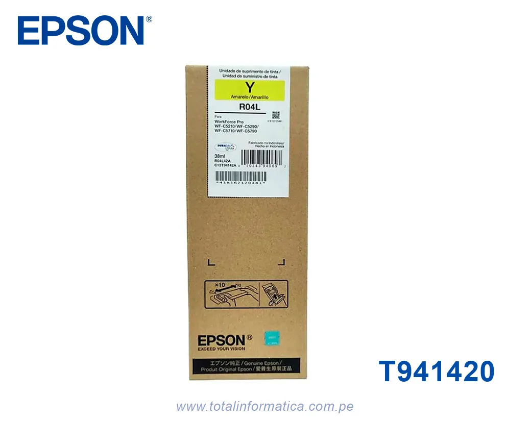 Bolsa de Tinta Epson R04L T941420-AL Original Yellow - WorkForce Pro WF-C5710 / WF-C5790 - imagen 2