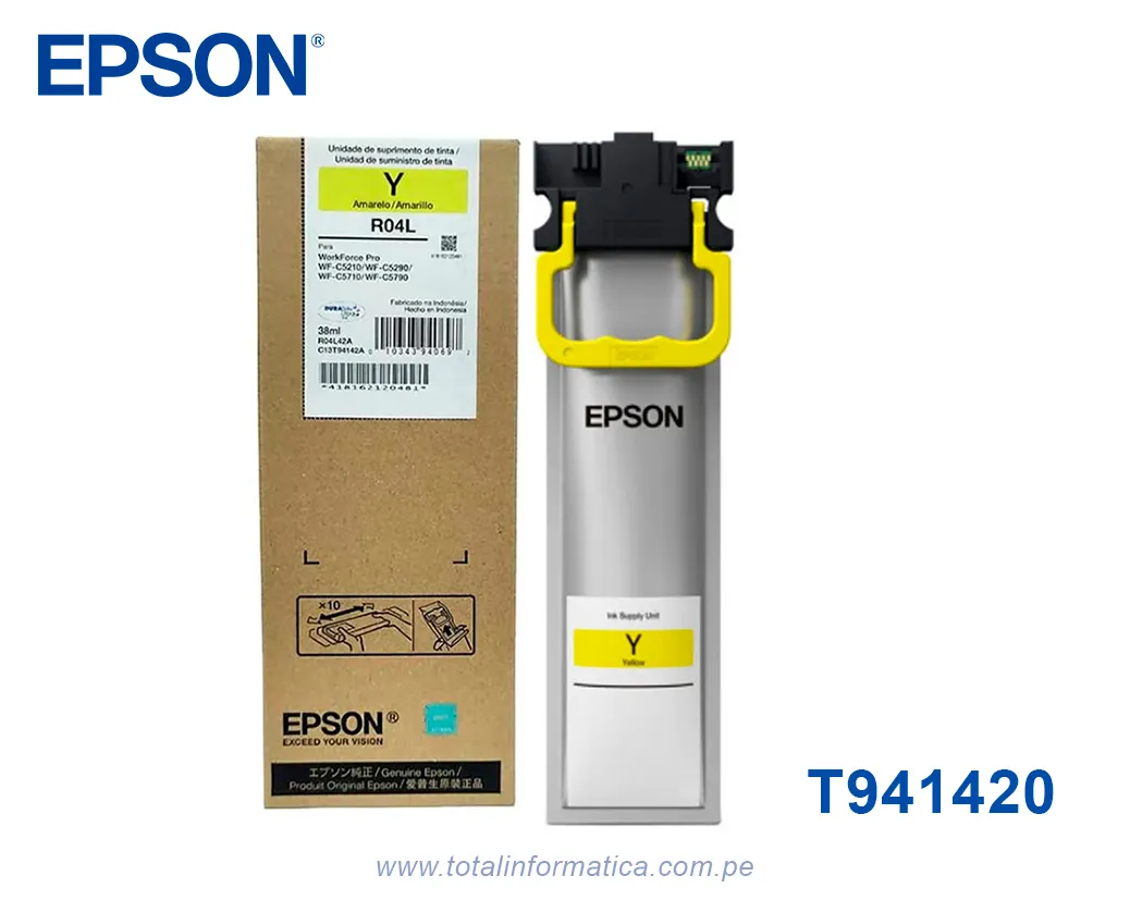 Bolsa de Tinta Epson R04L T941420-AL Original Yellow - WorkForce Pro WF-C5710 / WF-C5790 - imagen 1
