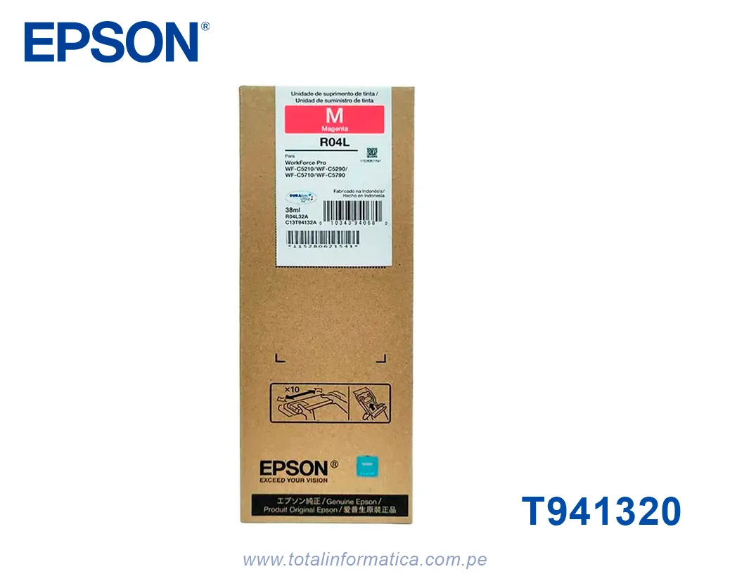 Bolsa de Tinta Epson R04L T941220-AL Original Magenta - WorkForce Pro WF-C5710 / WF-C5790 - imagen 2