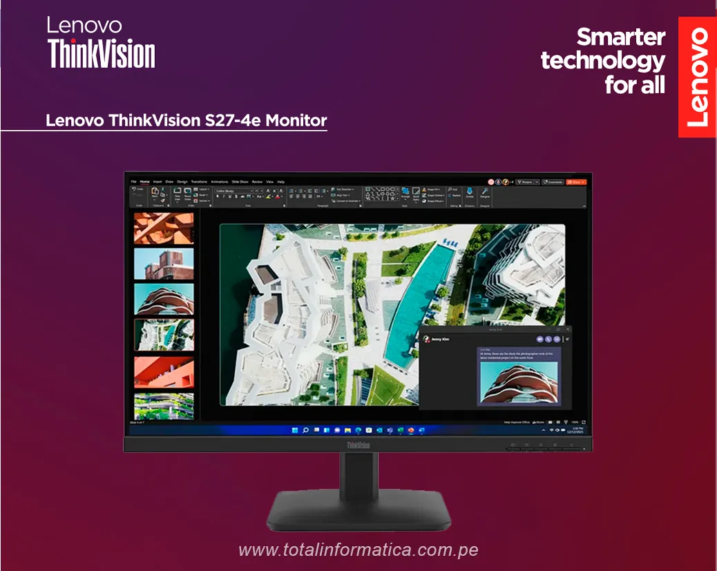 Monitor Plano Lenovo ThinkVision S27-4e 27" FHD IPS | 75Hz | HDMI | 64BEKAR1LA - imagen 2