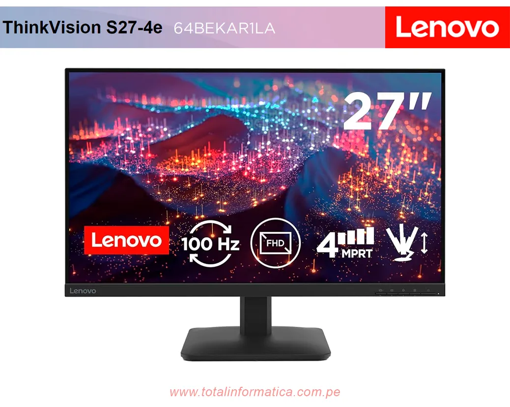 Monitor Plano Lenovo ThinkVision S27-4e 27" FHD IPS | 75Hz | HDMI | 64BEKAR1LA - imagen 1