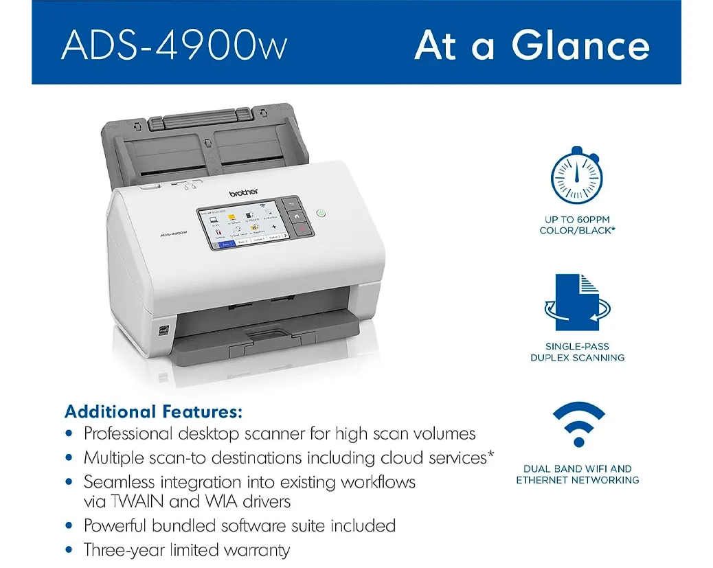Escáner Brother ADS-4900W Dúplex WiFi Profesional - imagen 3
