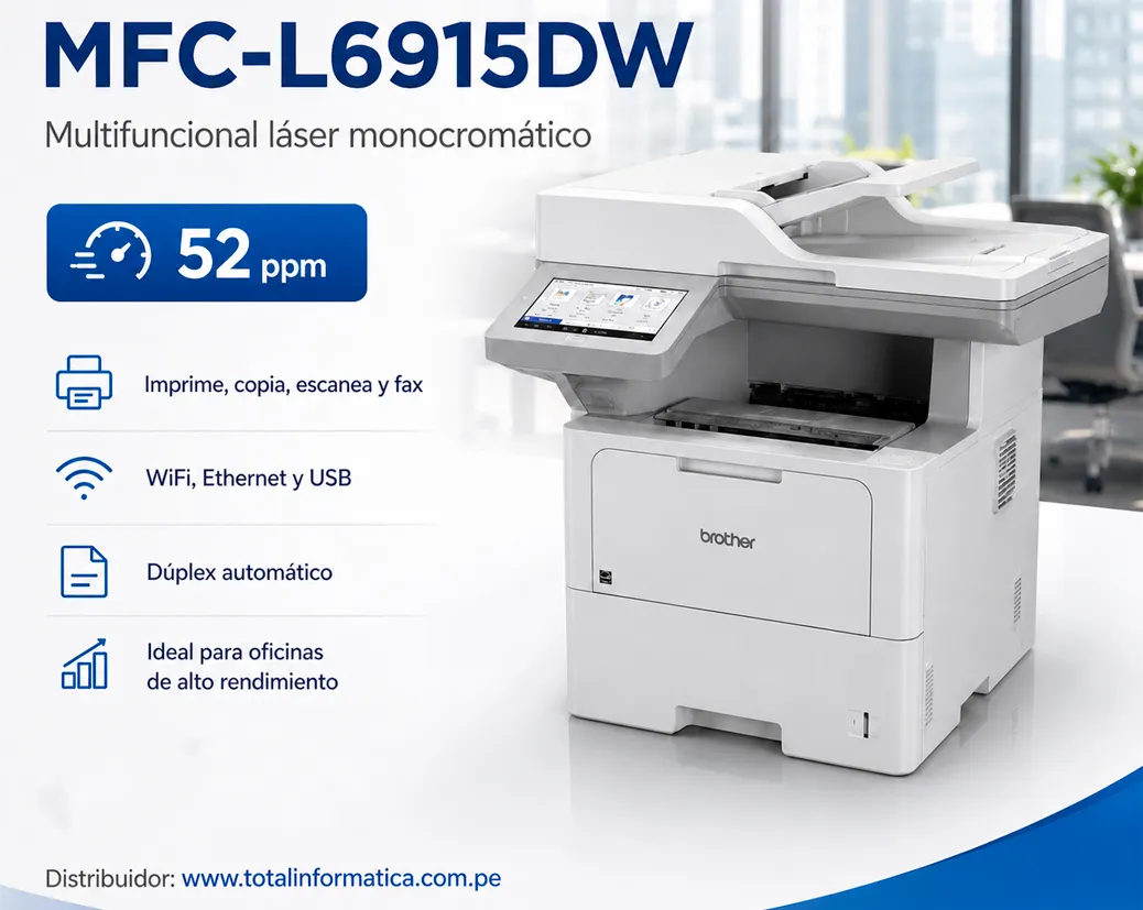 Brother MFC-L6915DW Multifuncional Láser Monocromática 52ppm WiFi Dúplex - imagen 1