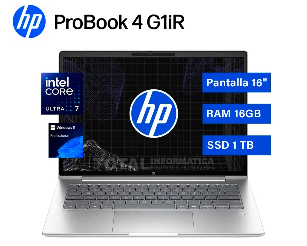 LAPTOP HP ProBook 4 AIG1i Ultra 7-255U 16GB RAM 1TB SSD Pantalla LED 16 Win 11 Pro - imagen 2
