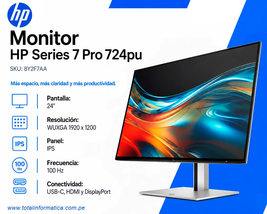 Monitor HP Series 7 Pro 724pu 24" WUXGA USB-C | 8Y2F7AA - imagen 1