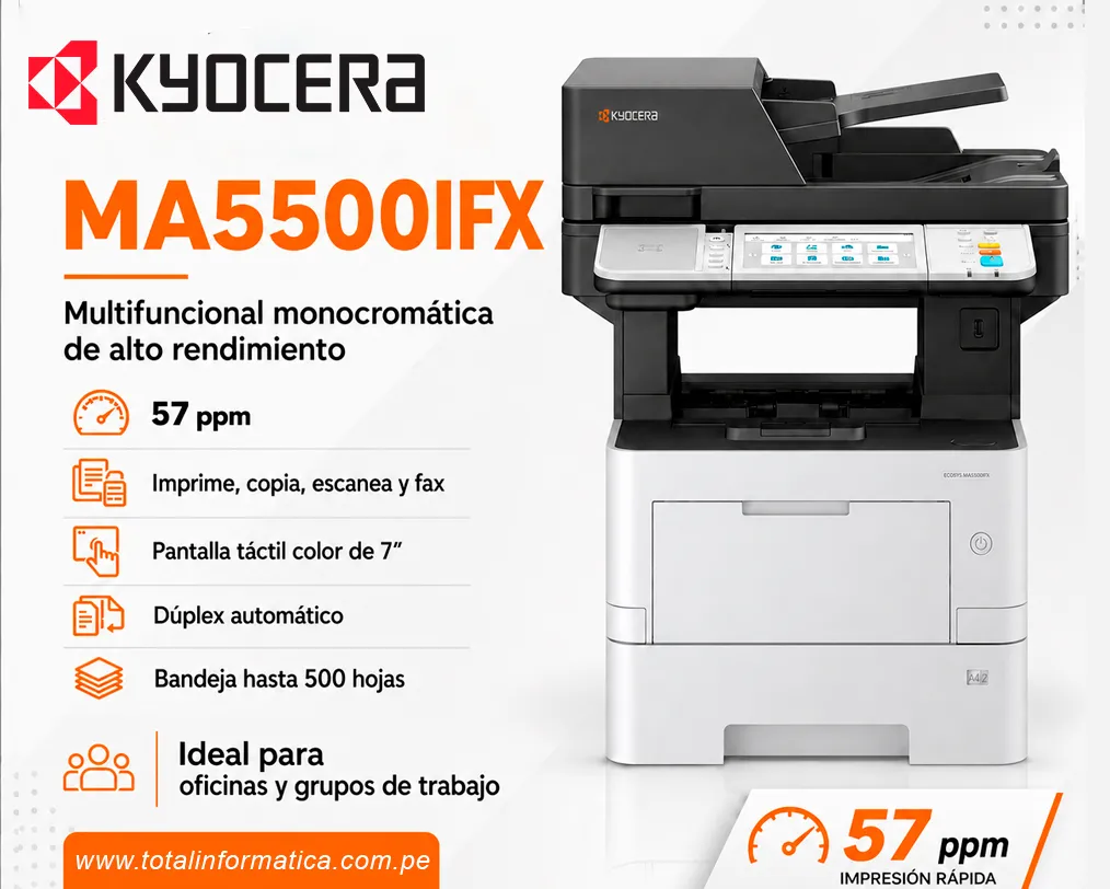 IMPRESORA KYOCERA MA5500IFX ECOSYS LÁSER MONOCROMATICA A4 57PPM - imagen 1