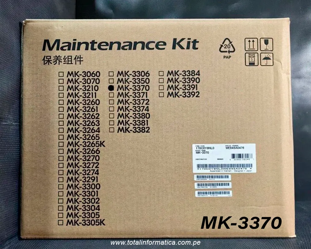 Kit de Mantenimiento Kyocera MK-3370 (170C0Y8NL0) | Para ECOSYS MA5500 / MA4500 - imagen 3