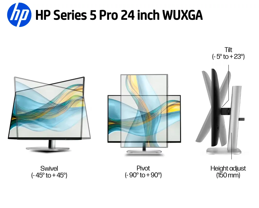 Monitor HP Series 5 Pro 524pn 24” WUXGA IPS 100Hz | 9D9A7AA - imagen 3